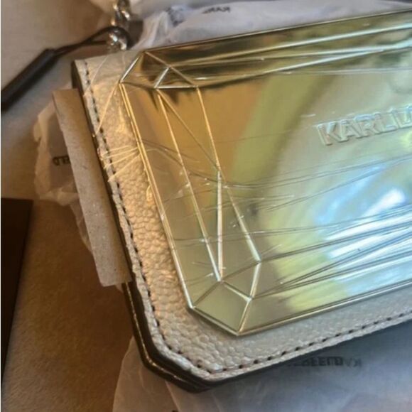 NEW! *Karl Lagerfeld Paris* Crossbody Lafayette Leather Mirror Hardware WOC - Picture 5 of 10